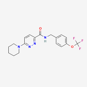 molecular formula C18H19F3N4O2 B2537312 6-(piperidin-1-yl)-N-(4-(trifluoromethoxy)benzyl)pyridazine-3-carboxamide CAS No. 1421585-62-7