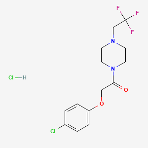 molecular formula C14H17Cl2F3N2O2 B2537314 2-(4-氯苯氧基)-1-(4-(2,2,2-三氟乙基)哌嗪-1-基)乙酮盐酸盐 CAS No. 1351586-74-7
