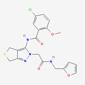 molecular formula C20H19ClN4O4S B2537318 5-chloro-N-(2-(2-((furan-2-ylmethyl)amino)-2-oxoethyl)-4,6-dihydro-2H-thieno[3,4-c]pyrazol-3-yl)-2-methoxybenzamide CAS No. 1105248-07-4