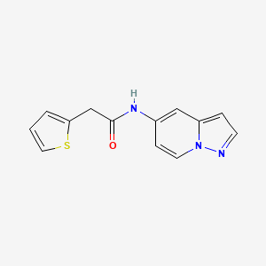 molecular formula C13H11N3OS B2537327 N-(pyrazolo[1,5-a]pyridin-5-yl)-2-(thiophen-2-yl)acetamide CAS No. 2034266-15-2