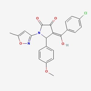 molecular formula C22H17ClN2O5 B2537338 4-(4-chlorobenzoyl)-3-hydroxy-5-(4-methoxyphenyl)-1-(5-methylisoxazol-3-yl)-1H-pyrrol-2(5H)-one CAS No. 618875-68-6
