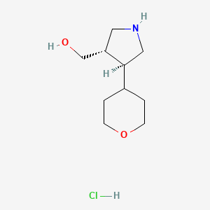molecular formula C10H20ClNO2 B2537340 [(3S,4S)-4-(氧杂-4-基)吡咯烷-3-基]甲醇；盐酸盐 CAS No. 2375250-46-5
