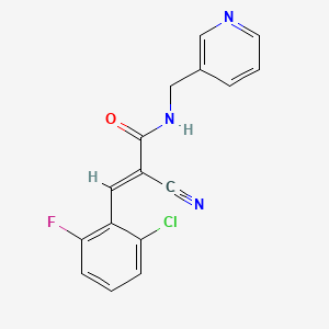 molecular formula C16H11ClFN3O B2537344 (E)-3-(2-chloro-6-fluorophenyl)-2-cyano-N-(pyridin-3-ylmethyl)prop-2-enamide CAS No. 333345-67-8