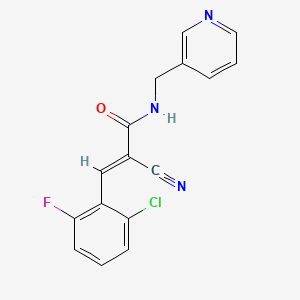 molecular formula C16H11ClFN3O B2537344 (2E)-3-(2-chloro-6-fluorophenyl)-2-cyano-N-(3-pyridinylmethyl)-2-propenamide CAS No. 333345-67-8