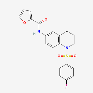 molecular formula C20H17FN2O4S B2537348 N-[1-(4-fluorophenyl)sulfonyl-3,4-dihydro-2H-quinolin-6-yl]furan-2-carboxamide CAS No. 942006-69-1