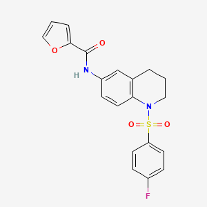 molecular formula C20H17FN2O4S B2537348 N-[1-(4-氟苯磺酰基)-3,4-二氢-2H-喹啉-6-基]呋喃-2-甲酰胺 CAS No. 942006-69-1