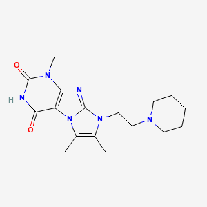 molecular formula C17H24N6O2 B2537350 1,6,7-三甲基-8-(2-(哌啶-1-基)乙基)-1H-咪唑并[2,1-f]嘌呤-2,4(3H,8H)-二酮 CAS No. 919034-88-1