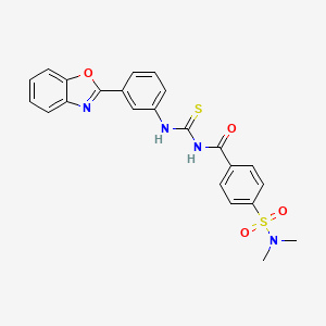 molecular formula C23H20N4O4S2 B2537352 N-((3-(苯并[d]恶唑-2-基)苯基)氨基硫代甲酰基)-4-(N,N-二甲基氨磺酰基)苯甲酰胺 CAS No. 397289-95-1