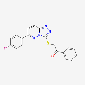 molecular formula C19H13FN4OS B2537357 2-((6-(4-氟苯基)-[1,2,4]三唑并[4,3-b]嘧啶-3-基)硫代)-1-苯基乙酮 CAS No. 894059-16-6
