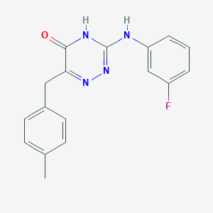 molecular formula C17H15FN4O B2537359 3-((3-fluorophényl)amino)-6-(4-méthylbenzyl)-1,2,4-triazin-5(4H)-one CAS No. 898650-35-6