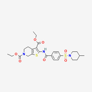 molecular formula C26H33N3O7S2 B2537369 2-(4-((4-甲基哌啶-1-基)磺酰基)苯甲酰胺基)-4,5-二氢噻吩并[2,3-c]吡啶-3,6(7H)-二甲酸二乙酯 CAS No. 449781-72-0