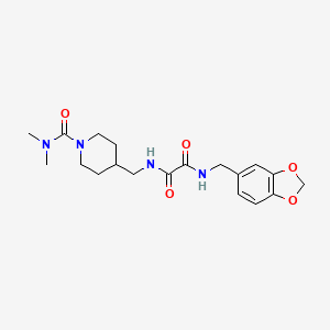 molecular formula C19H26N4O5 B2537370 N1-(benzo[d][1,3]dioxol-5-ylmethyl)-N2-((1-(dimethylcarbamoyl)piperidin-4-yl)methyl)oxalamide CAS No. 2034460-88-1