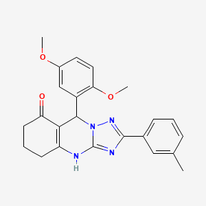 molecular formula C24H24N4O3 B2537374 9-(2,5-二甲氧基苯基)-2-(3-甲基苯基)-5,6,7,9-四氢[1,2,4]三唑并[5,1-b]喹唑啉-8(4H)-酮 CAS No. 539840-43-2