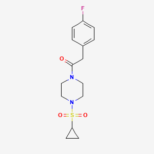 molecular formula C15H19FN2O3S B2537382 1-(4-(环丙基磺酰)哌嗪-1-基)-2-(4-氟苯基)乙酮 CAS No. 1219902-86-9