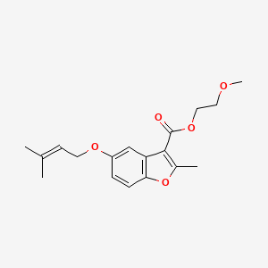 molecular formula C18H22O5 B2537383 2-Methoxyethyl 2-methyl-5-[(3-methylbut-2-en-1-yl)oxy]-1-benzofuran-3-carboxylate CAS No. 384363-50-2