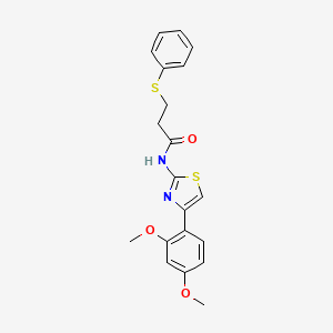 molecular formula C20H20N2O3S2 B2537387 N-(4-(2,4-二甲氧基苯基)噻唑-2-基)-3-(苯硫基)丙酰胺 CAS No. 476628-66-7