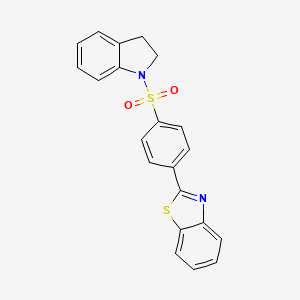 molecular formula C21H16N2O2S2 B2537391 2-(4-(Indolin-1-ylsulfonyl)phenyl)benzo[d]thiazole CAS No. 394227-19-1