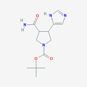 molecular formula C13H20N4O3 B2537392 tert-butyl 3-carbamoyl-4-(1H-imidazol-4-yl)pyrrolidine-1-carboxylate CAS No. 2102412-89-3