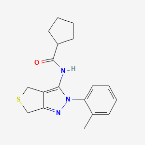 molecular formula C18H21N3OS B2537398 N-[2-(2-甲基苯基)-4,6-二氢噻吩并[3,4-c]吡唑-3-基]环戊烷甲酰胺 CAS No. 450340-18-8