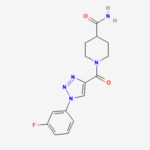 molecular formula C15H16FN5O2 B2537402 1-{[1-(3-fluorophenyl)-1H-1,2,3-triazol-4-yl]carbonyl}piperidine-4-carboxamide CAS No. 1261006-76-1