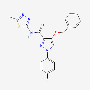 molecular formula C20H16FN5O2S B2537403 4-(benzyloxy)-1-(4-fluorophenyl)-N-(5-methyl-1,3,4-thiadiazol-2-yl)-1H-pyrazole-3-carboxamide CAS No. 1172029-38-7