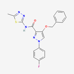 molecular formula C20H16FN5O2S B2537403 4-(苯甲氧基)-1-(4-氟苯基)-N-(5-甲基-1,3,4-噻二唑-2-基)-1H-吡唑-3-甲酰胺 CAS No. 1172029-38-7