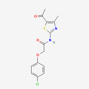 molecular formula C14H13ClN2O3S B2537404 N-(5-acetyl-4-methyl-1,3-thiazol-2-yl)-2-(4-chlorophenoxy)acetamide CAS No. 330201-60-0