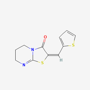 molecular formula C11H10N2OS2 B2537405 (2E)-2-(thiophen-2-ylmethylidene)-6,7-dihydro-5H-[1,3]thiazolo[3,2-a]pyrimidin-3-one CAS No. 92897-45-5