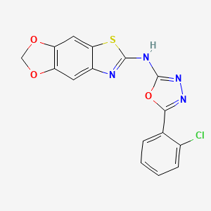 molecular formula C16H9ClN4O3S B2537406 N-[5-(2-chlorophenyl)-1,3,4-oxadiazol-2-yl]-[1,3]dioxolo[4,5-f][1,3]benzothiazol-6-amine CAS No. 862976-87-2