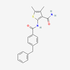 molecular formula C21H20N2O2S B2537433 2-(4-Benzylbenzamido)-4,5-dimethylthiophene-3-carboxamide CAS No. 896309-27-6