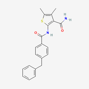 molecular formula C21H20N2O2S B2537433 2-(4-苄基苯甲酰胺)-4,5-二甲基噻吩-3-甲酰胺 CAS No. 896309-27-6