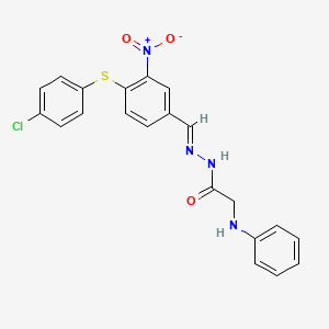 molecular formula C21H17ClN4O3S B2537435 N'-[(1E)-{4-[(4-chlorophenyl)sulfanyl]-3-nitrophenyl}methylidene]-2-(phenylamino)acetohydrazide CAS No. 329058-87-9