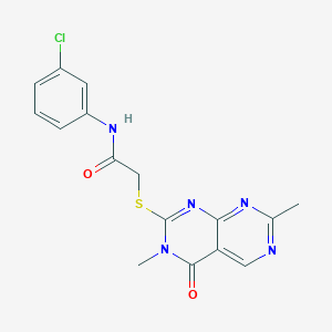 molecular formula C16H14ClN5O2S B2537440 N-(3-chlorophenyl)-2-((3,7-dimethyl-4-oxo-3,4-dihydropyrimido[4,5-d]pyrimidin-2-yl)thio)acetamide CAS No. 1286721-80-9