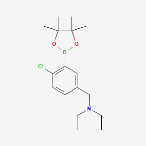 molecular formula C17H27BClNO2 B2537441 2-氯-5-(N,N-二乙氨基甲基)苯硼酸，频哪醇酯 CAS No. 2096341-29-4