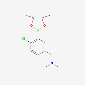 molecular formula C17H27BClNO2 B2537441 Acide 2-chloro-5-(N,N-diéthylaminométhyl)phénylboronique, ester pinacolique CAS No. 2096341-29-4