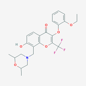 molecular formula C25H26F3NO6 B253745 8-[(2,6-dimethyl-4-morpholinyl)methyl]-3-(2-ethoxyphenoxy)-7-hydroxy-2-(trifluoromethyl)-4H-chromen-4-one 