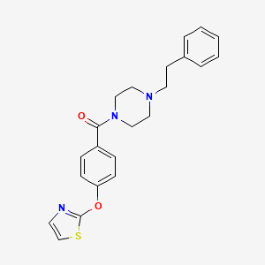 molecular formula C22H23N3O2S B2537456 (4-Phenethylpiperazin-1-yl)(4-(thiazol-2-yloxy)phenyl)methanone CAS No. 2034322-68-2