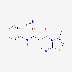 molecular formula C15H10N4O2S B2537457 N-(2-cyanophenyl)-3-methyl-5-oxo-5H-thiazolo[3,2-a]pyrimidine-6-carboxamide CAS No. 851945-28-3
