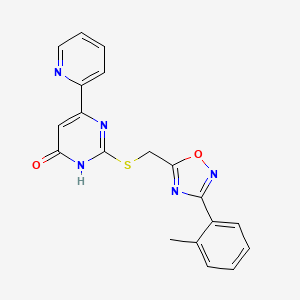molecular formula C19H15N5O2S B2537460 2-({[3-(2-Methylphenyl)-1,2,4-oxadiazol-5-yl]methyl}sulfanyl)-6-(2-pyridyl)-4-pyrimidinol CAS No. 1021229-67-3