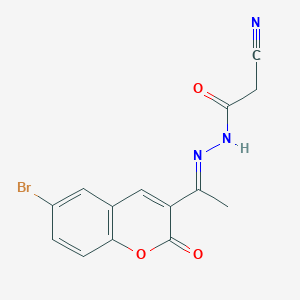 molecular formula C14H10BrN3O3 B2537466 N'-[(1E)-1-(6-bromo-2-oxo-2H-chromen-3-yl)ethylidene]-2-cyanoacetohydrazide CAS No. 364341-37-7