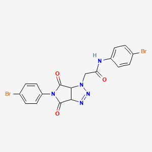 molecular formula C18H13Br2N5O3 B2537469 N-(4-bromophenyl)-2-[5-(4-bromophenyl)-4,6-dioxo-1H,3aH,4H,5H,6H,6aH-pyrrolo[3,4-d][1,2,3]triazol-1-yl]acetamide CAS No. 1052555-07-3