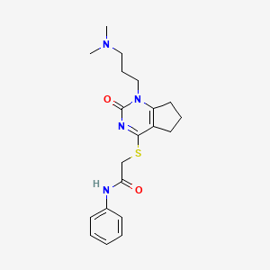 2-({1-[3-(dimethylamino)propyl]-2-oxo-1H,2H,5H,6H,7H-cyclopenta[d]pyrimidin-4-yl}sulfanyl)-N-phenylacetamide