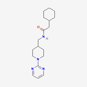 molecular formula C18H28N4O B2537482 2-cyclohexyl-N-((1-(pyrimidin-2-yl)piperidin-4-yl)methyl)acetamide CAS No. 1234955-47-5
