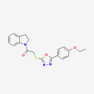 molecular formula C20H19N3O3S B2537489 1-({[5-(4-Ethoxyphenyl)-1,3,4-oxadiazol-2-yl]thio}acetyl)indoline CAS No. 850937-19-8