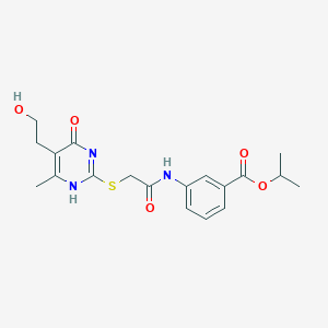 propan-2-yl 3-[[2-[[5-(2-hydroxyethyl)-6-methyl-4-oxo-1H-pyrimidin-2-yl]sulfanyl]acetyl]amino]benzoate