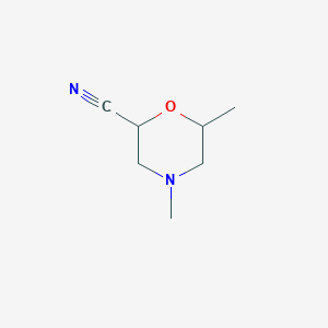 molecular formula C7H12N2O B2537499 4,6-Dimethylmorpholine-2-carbonitrile CAS No. 2089257-28-1
