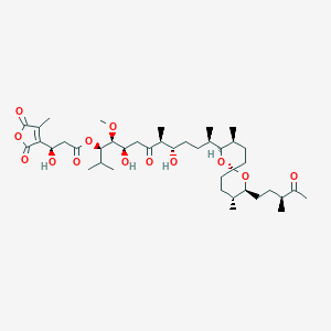 molecular formula C₄₁H₆₆O13 B025375 [(3R,4S,5R,8S,9S,12R)-12-[(2S,3S,6R,8S,9R)-3,9-二甲基-8-[(3S)-3-甲基-4-氧戊基]-1,7-二氧杂螺[5.5]十一烷-2-基]-5,9-二羟基-4-甲氧基-2,8-二甲基-7-氧代十三烷-3-基] (3R)-3-羟基-3-(4-甲基-2,5-二氧呋喃-3-基)丙酸酯 CAS No. 109946-35-2