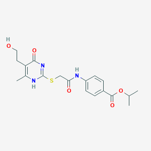 propan-2-yl 4-[[2-[[5-(2-hydroxyethyl)-6-methyl-4-oxo-1H-pyrimidin-2-yl]sulfanyl]acetyl]amino]benzoate