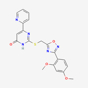 molecular formula C20H17N5O4S B2537500 2-({[3-(2,4-Dimethoxyphenyl)-1,2,4-oxadiazol-5-yl]methyl}sulfanyl)-6-(2-pyridyl)-4-pyrimidinol CAS No. 1021229-71-9