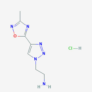 molecular formula C7H11ClN6O B2537503 2-[4-(3-Methyl-1,2,4-oxadiazol-5-yl)triazol-1-yl]ethanamine;hydrochloride CAS No. 2379988-08-4